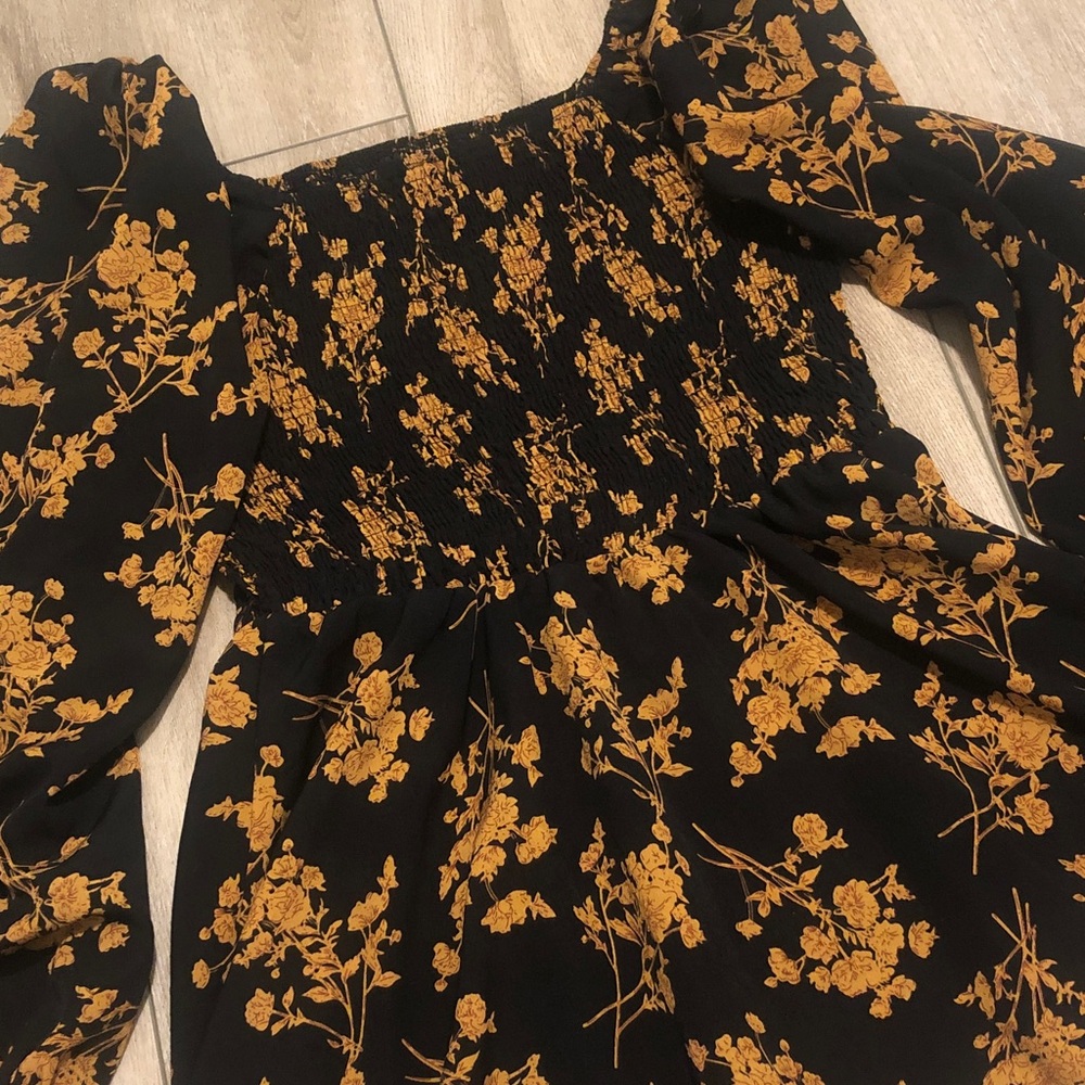 Floral Black and Gold long sleeve top.